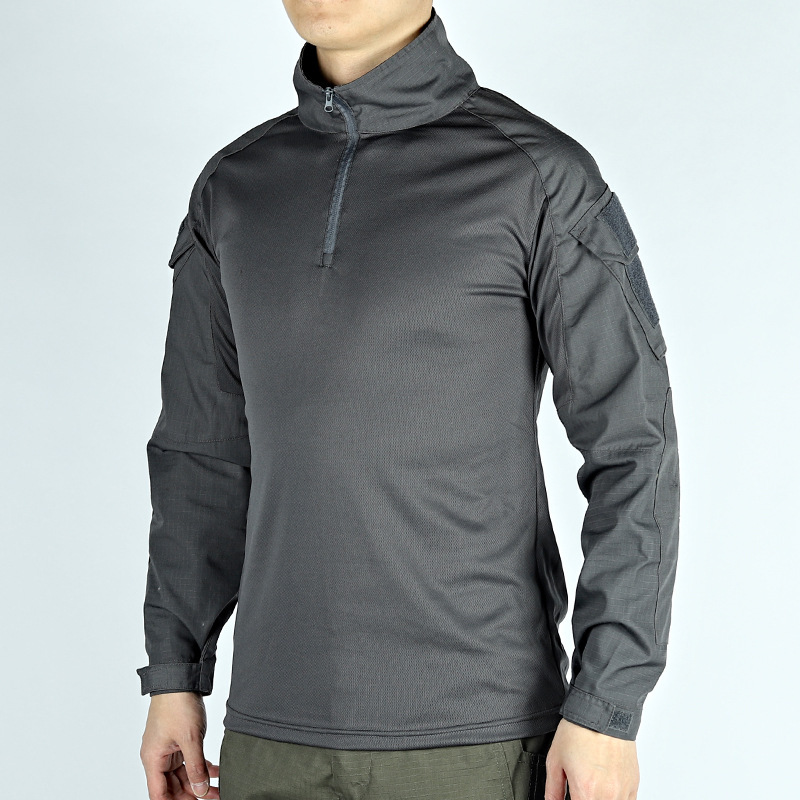 TSL03-CF Tactical Long-Sleeve Combat Shirt – Stand Collar Outdoor Training Top with Utility Sleeve Pockets - Image 5