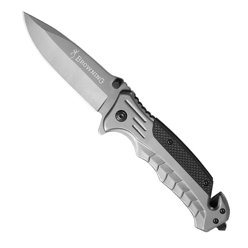 K25 Browning G10 Tactical Folding Knife – 21.5cm EDC Survival Tool with Glass Breaker & Rope Cutter (Space Grey) - Image 6
