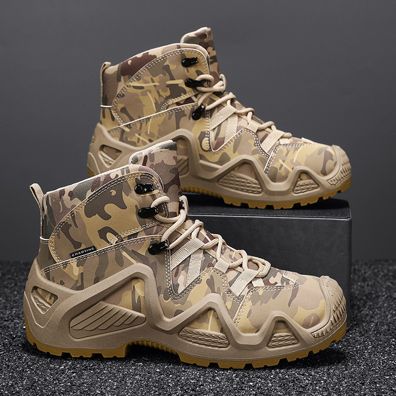 SH08 ស្បែកជើងបុរស Martin Boots កម្ពស់មធ្យម រឹងមាំ – បាតក្រាស់មិនងាយរអិល សម្រាប់ឡើងភ្នំក្រៅផ្ទះ និងស្បែកជើង Tooling - Image 4