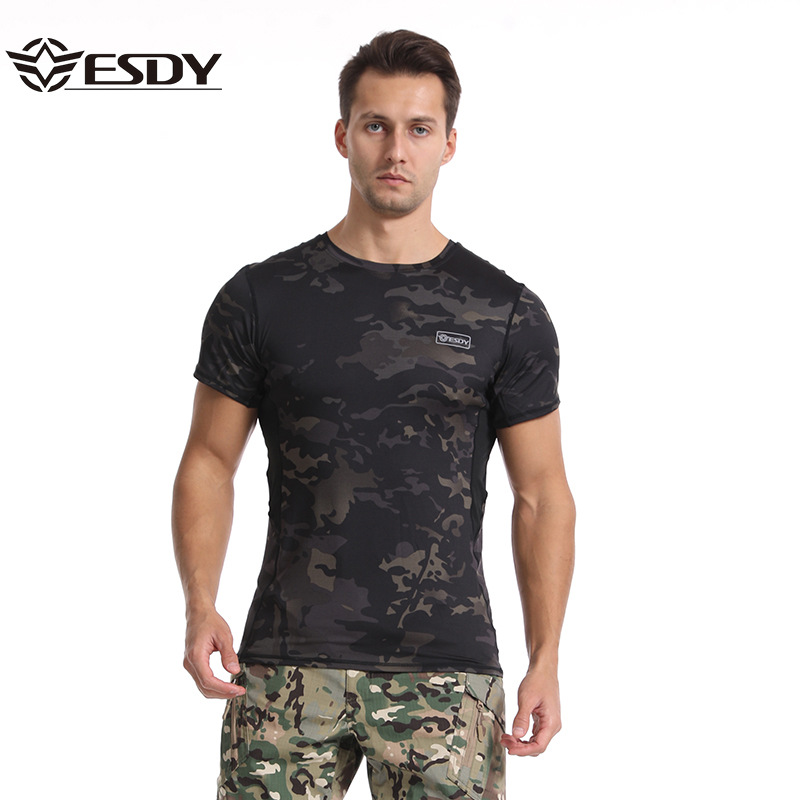TSS23 Esdy Camouflage Quick-Drying Tactical T-Shirt – Round Neck Training Tee - Image 7