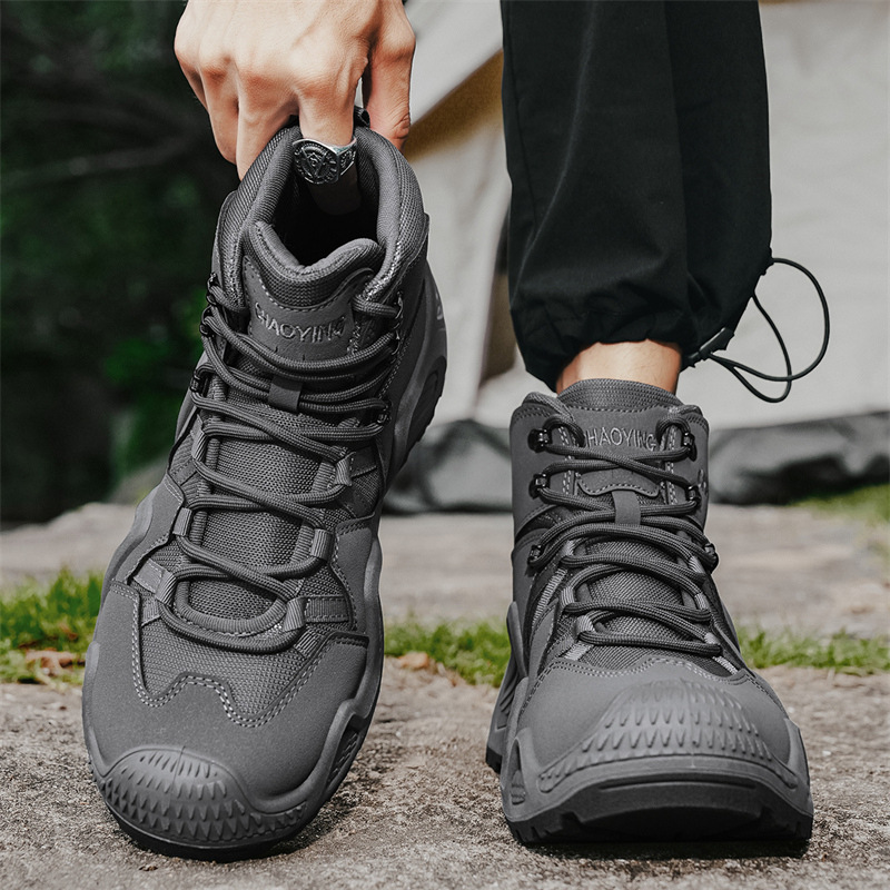 SH08 ស្បែកជើងបុរស Martin Boots កម្ពស់មធ្យម រឹងមាំ – បាតក្រាស់មិនងាយរអិល សម្រាប់ឡើងភ្នំក្រៅផ្ទះ និងស្បែកជើង Tooling - Image 6