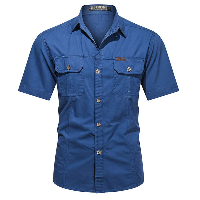 SHS09 Summer Military Uniform Short-Sleeved Shirt – Pure Cotton Loose Outdoor Workwear Overalls Shirt for Men - Image 8