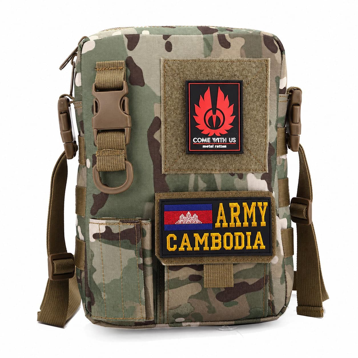 BG66 Tactical Single-Shoulder Sling Bag with Front Pouch and Patch Panel