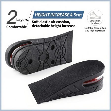SI02 4.5cm Air Cushion Height Increase Insoles – 2-Layer Detachable Shoe Lift Pads