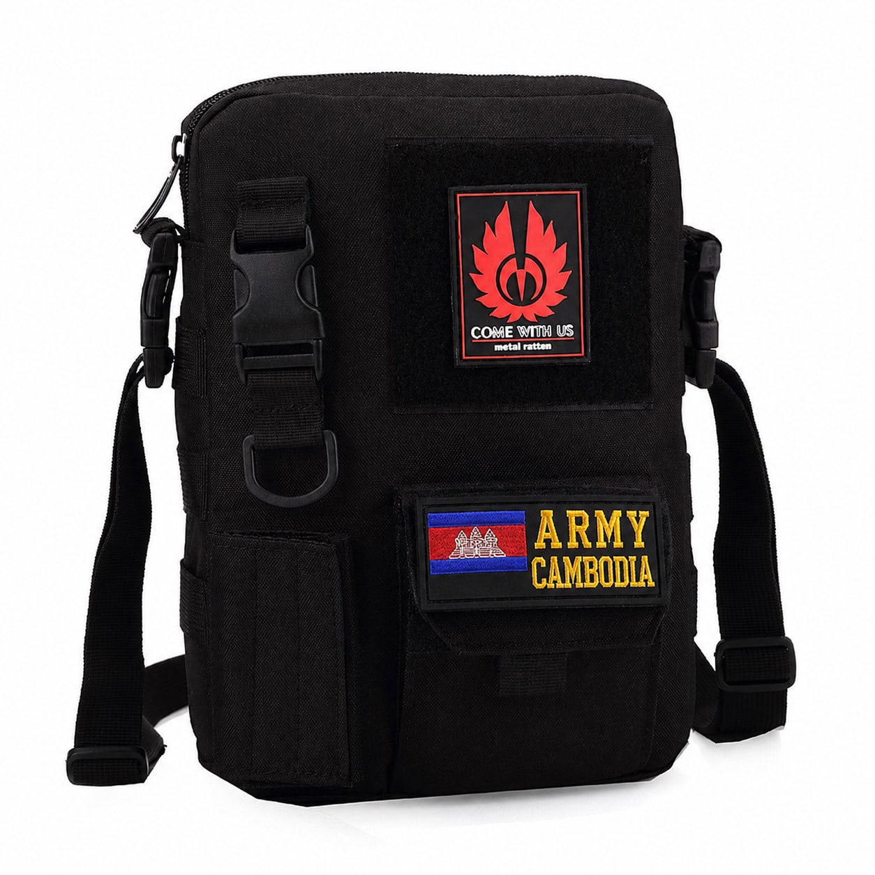 BG66 Tactical Single-Shoulder Sling Bag with Front Pouch and Patch Panel - Image 2