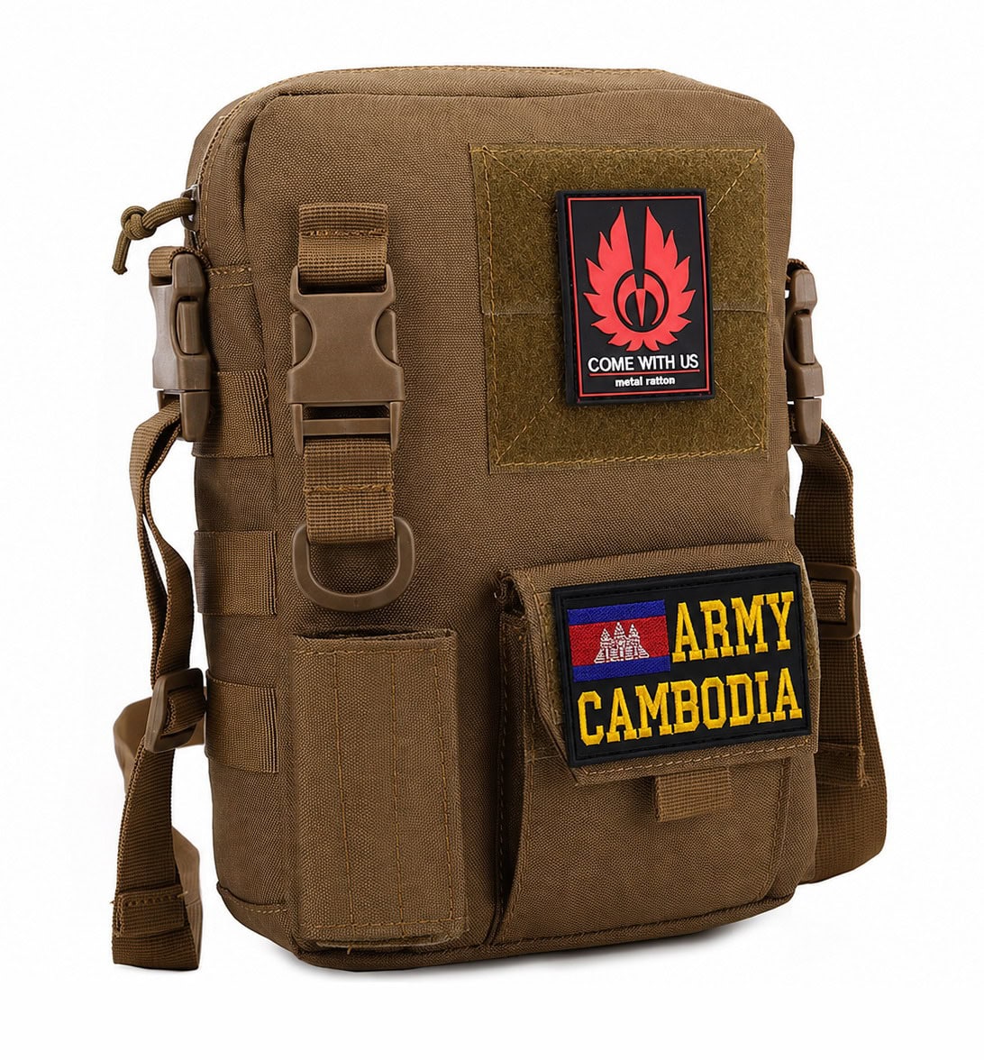 BG66 Tactical Single-Shoulder Sling Bag with Front Pouch and Patch Panel - Image 3
