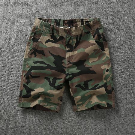SR11 ខោខ្លីបុរសលំនាំកាមូ Cotton Twill ស្ទីល Casual Cargo