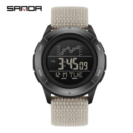W19 នាឡិកាឌីជីថលកីឡា SANDA 2198 មានមុខងារច្រើន ជាមួយខ្សែ Nylon