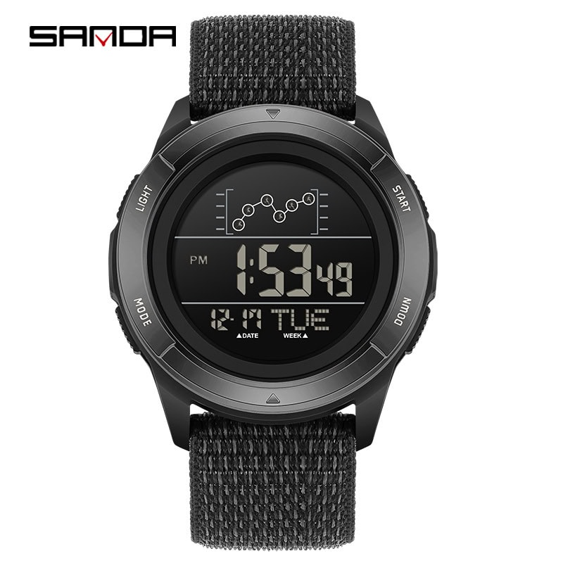 W19 SANDA 2198 Multi-Function Sports Digital Watch with Nylon Strap - Image 3