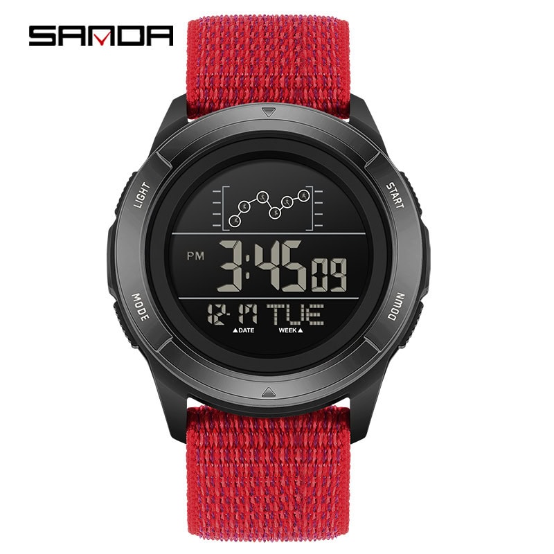 W19 SANDA 2198 Multi-Function Sports Digital Watch with Nylon Strap - Image 4