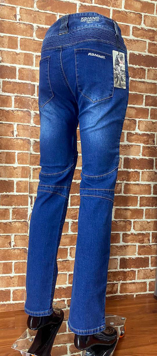 IX36 Blue Denim Motorcycle-Style Pants with Ribbed Knee Panels - Image 2