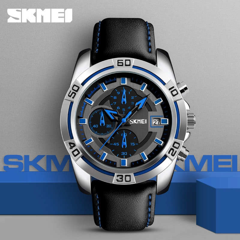 W12 Bold Multifunction Quartz Watch with Leather Strap and Date Display - Image 3