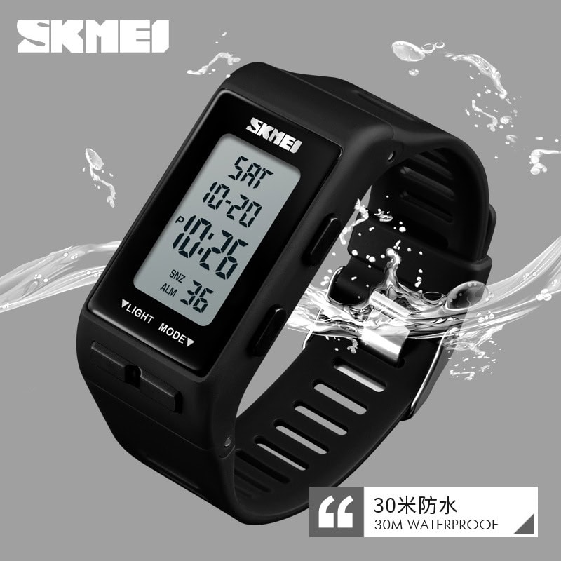 W14 Rectangular Digital Sports Watch with PU Strap and Night Light - Image 2
