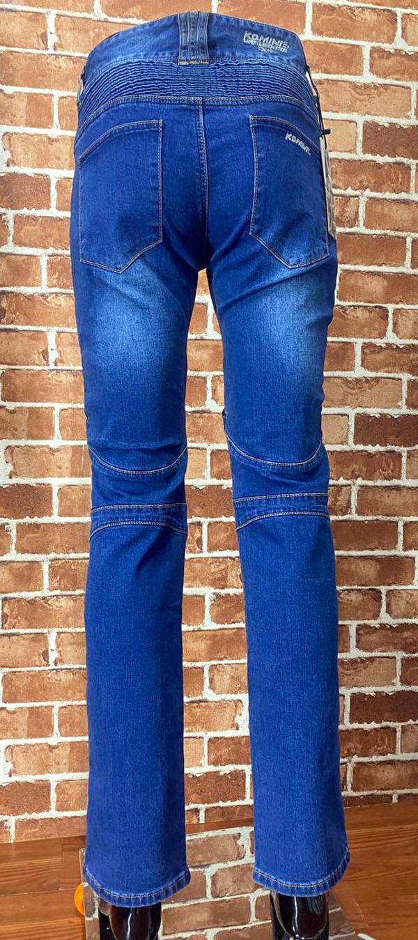 IX36 Blue Denim Motorcycle-Style Pants with Ribbed Knee Panels - Image 3