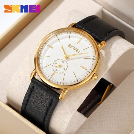 W13 នាឡិកាដៃ Quartz រាងស្តើងបែបស្អាត ជាមួយខ្សែស្បែកពិត