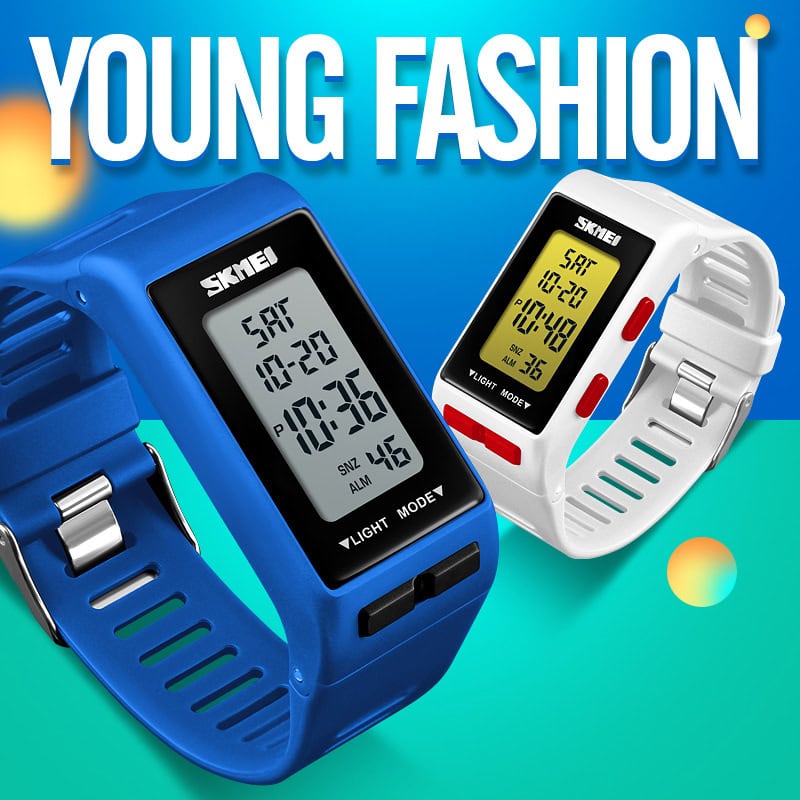 W14 Rectangular Digital Sports Watch with PU Strap and Night Light - Image 3