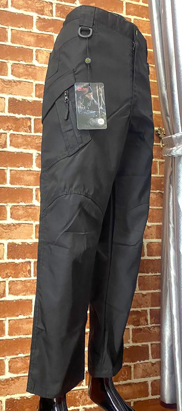 IX43 Black Tactical Cargo Pants with Utility Pockets & D-Ring Details - Image 4