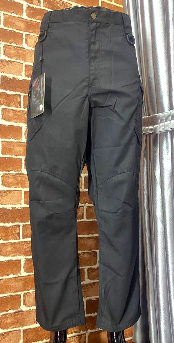 IX43 Black Tactical Cargo Pants with Utility Pockets & D-Ring Details - Image 5