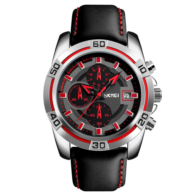 W12 Bold Multifunction Quartz Watch with Leather Strap and Date Display - Image 5