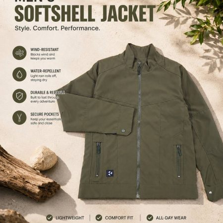 JK06 Men’s Lightweight Softshell Jacket for Outdoor, Travel & Everyday Wear