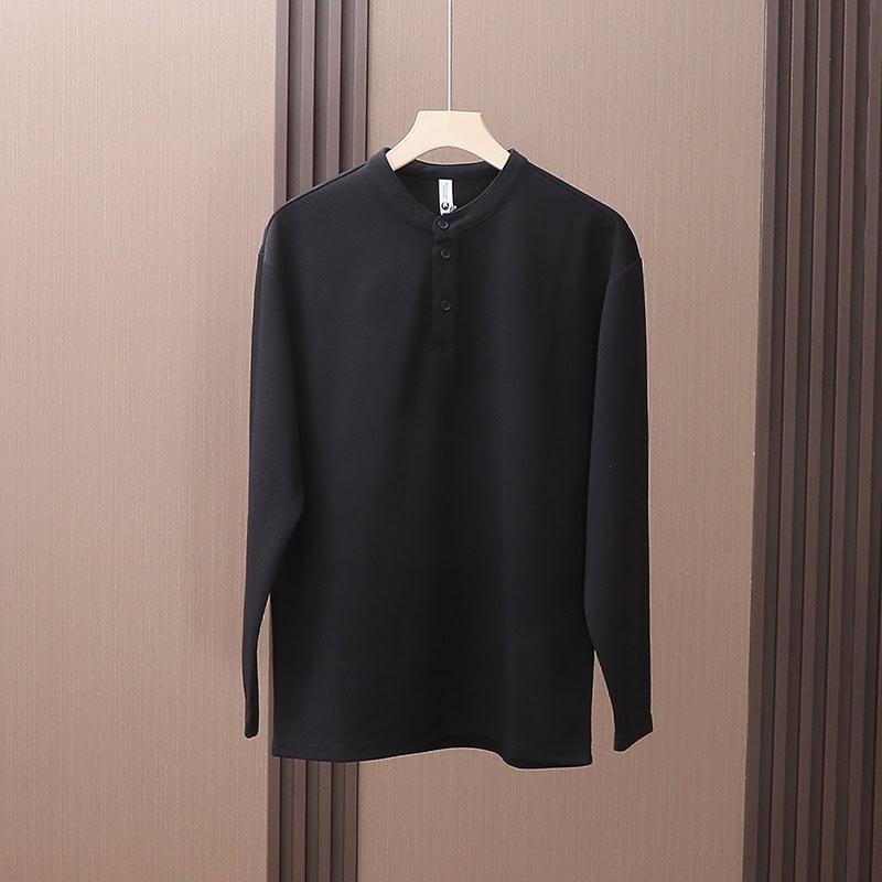 TSL29 Men’s Waffle Texture Henley Collar Long Sleeve T-Shirt - Image 2