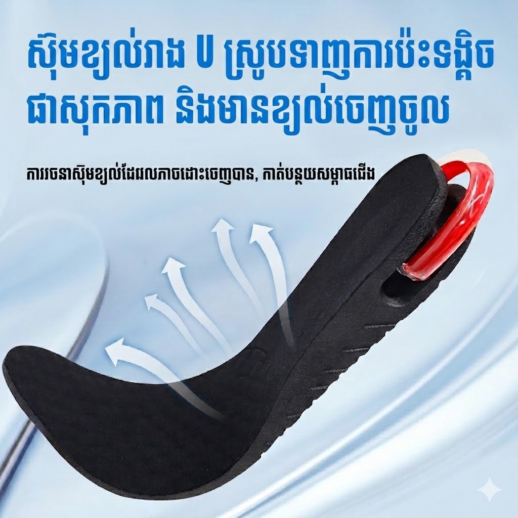 SI03 ទ្រនាប់ស្បែកជើងបង្កើនកម្ពស់ 3cm មានខ្នើយខ្យល់ស្រូបរំញ័រ - Image 4