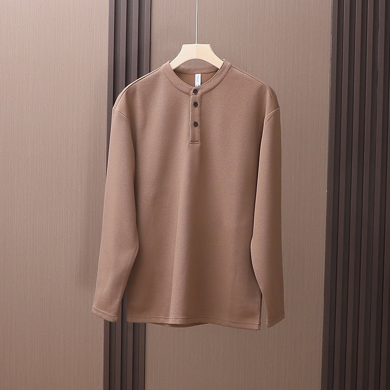 TSL29 Men’s Waffle Texture Henley Collar Long Sleeve T-Shirt - Image 5