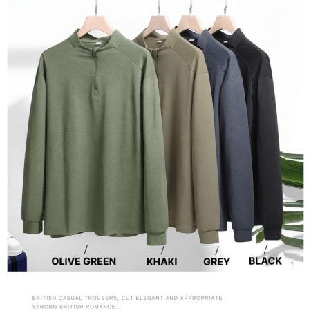TSL33 Men's Half-Zip Long-Sleeved Outdoor Sports T-Shirt