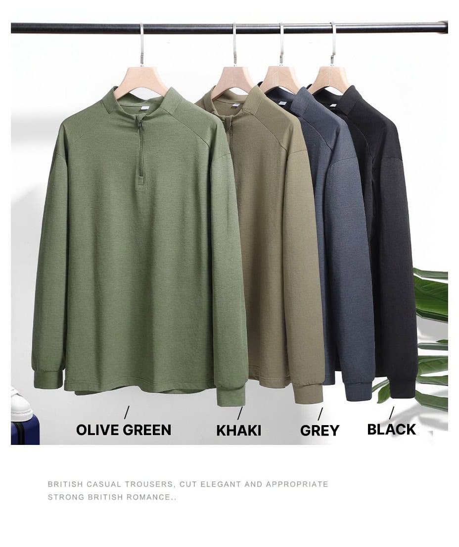 TSL33 Men's Half-Zip Long-Sleeved Outdoor Sports T-Shirt