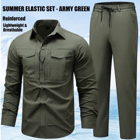 FS04 Lightweight Stretch Quick-Dry Workwear Shirt & Pants Set